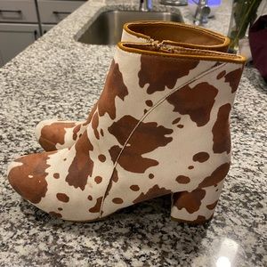 Cow print booties